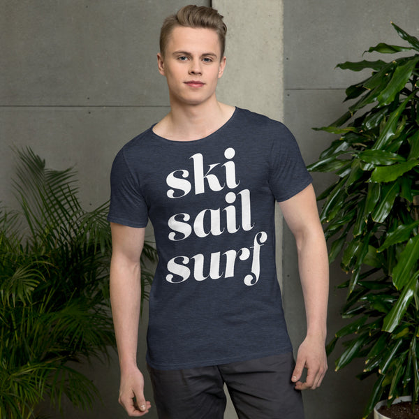 Ski Surf Sail Raw Neck T-Shirt